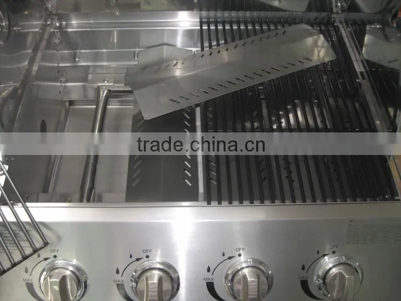 4 Main burner 45 degree inclined panel built in gas barbecue
