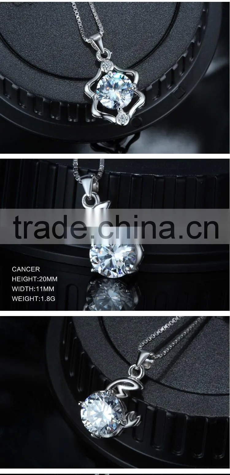 12 constellations 925 Sterling Silver pendant jewelry cubic zircon pendant