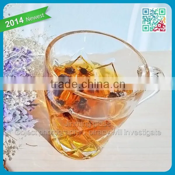 Embossed clear glass cup drinking oem moroccan tea glass cup
