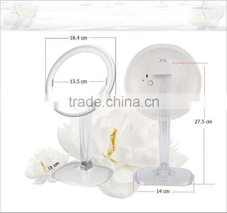 1000mAh lithium battery lighted stand desktop vanity mirror with magnification