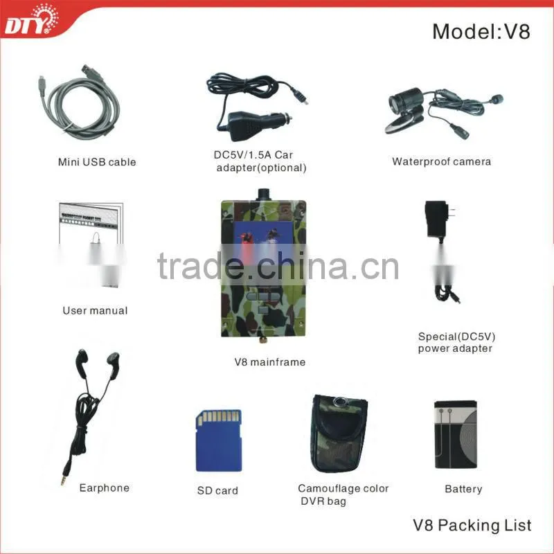 high value mini waterproof car dvr kit, V8