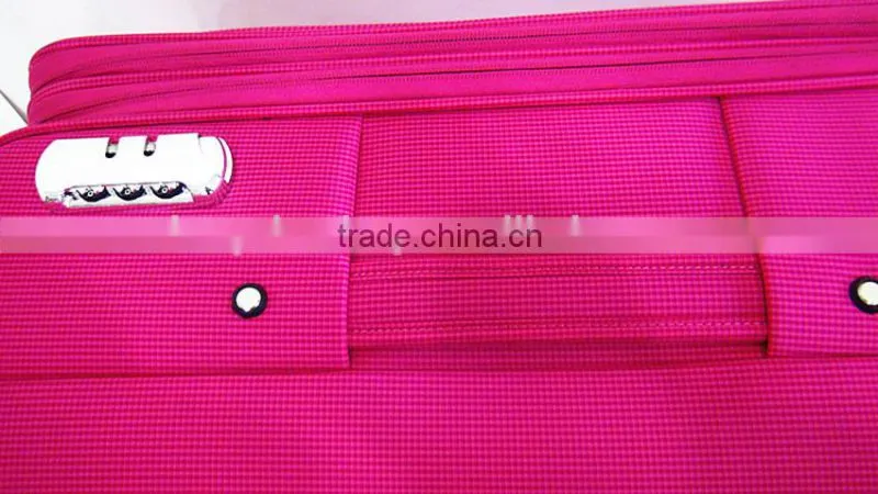 Four Wheels Decent Fashion Girls Pink Fabric Trolley Storage Case