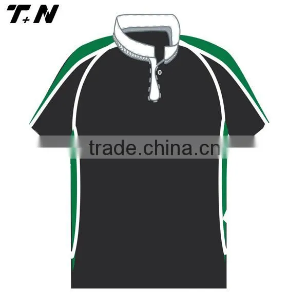 Mens short sleeve black rugby polo shirt
