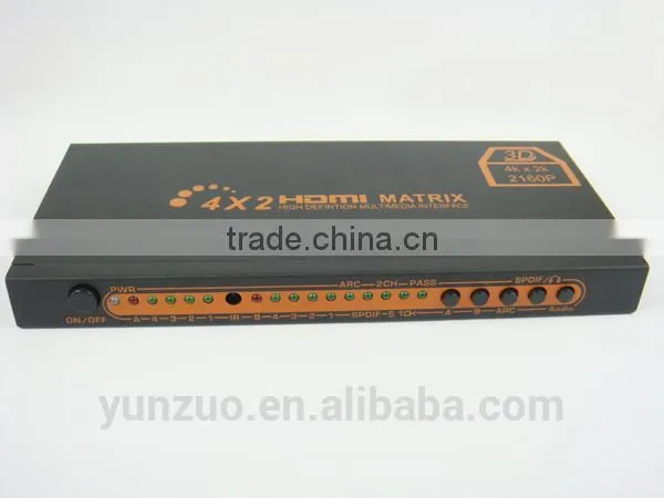 4x2 HDMI 3D HDTV HD True Matrix 1.4 1080p Switch Splitter 4 In 2 Out IR Remote