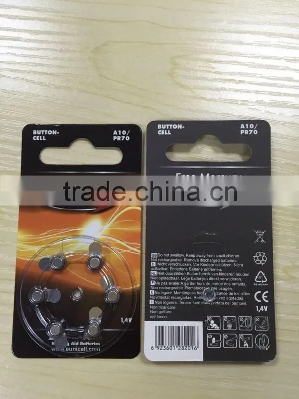 Free mercury A10 / A13 / A312 / A675 hearing aid battery mercury free batteries