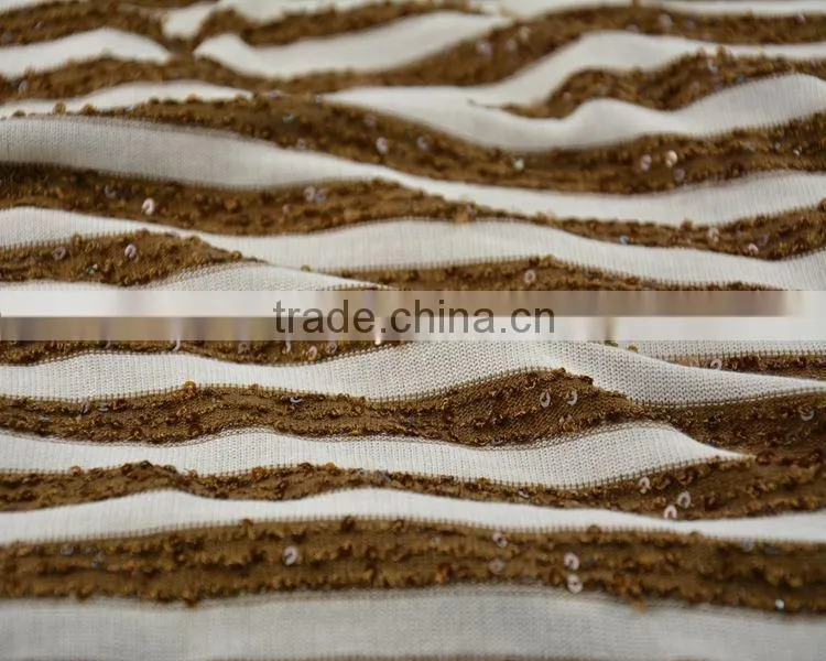 Jiufan Textile 2015 New Style Sequin T/R Polyester Viscose Knitted Hacci Fabric for Sweaters