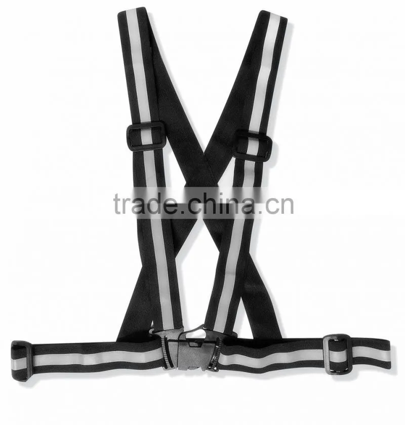 polyester elastic adjustable safety black reflective belts for running jogging walking outdoor sports
