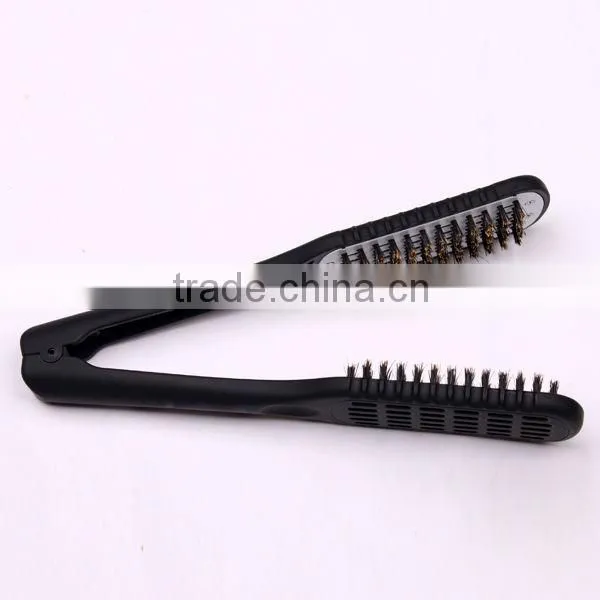 Hair straightening brush ceramic double side hair brush