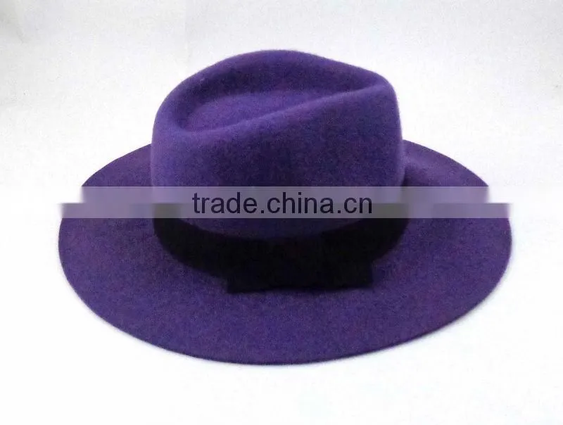 Elegant funny winter wool fedora hat with fashion lady