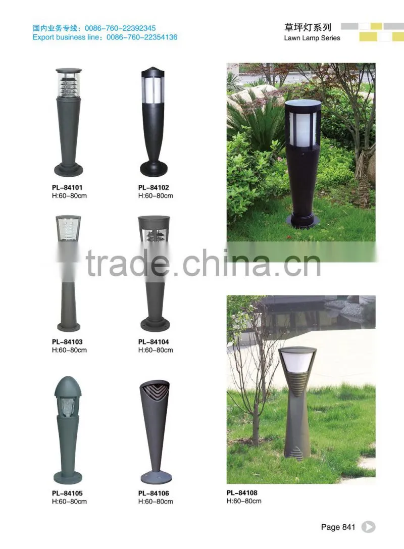 IP65 RA>70 PF>0.9 Fahion design solar lawn light bollard lamp in zhongshan China