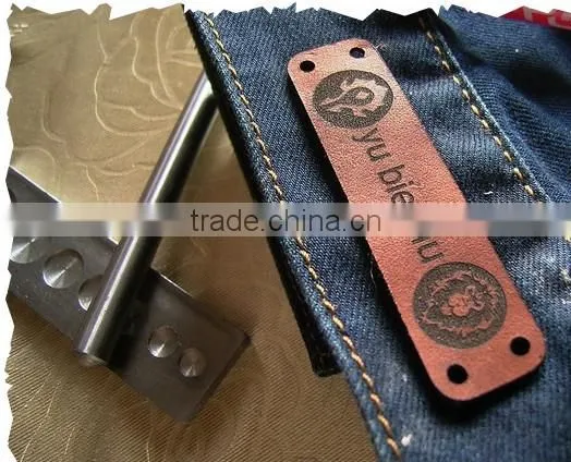 embossed jeans leather label with logo you want