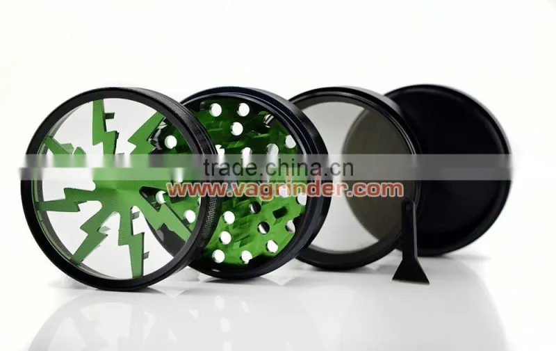 VA Lightning Grinder 2.5 Inch Herb Grinder Aluminium Golden Grinder wholesale herb grinder/CNC herba Custom Logo is Free