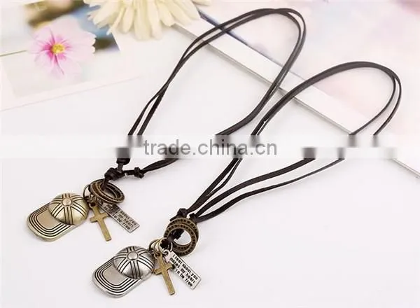 Vintage leather lariat necklace/make braided leather necklace
