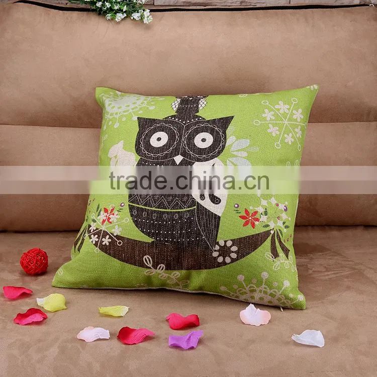 2015 Color cartoon A spoof Big eye owl series cotton and linen hold pillow household decorative cushion cover
