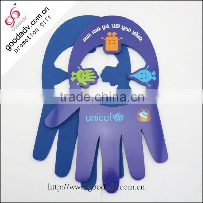 2014 hot sale purple hand shaped eva foam sun visor caps & hats