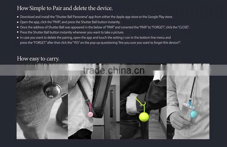 2014 hot!! ball desigh IOS & android Mini selfie with bluetooth shutter, wireless self timer