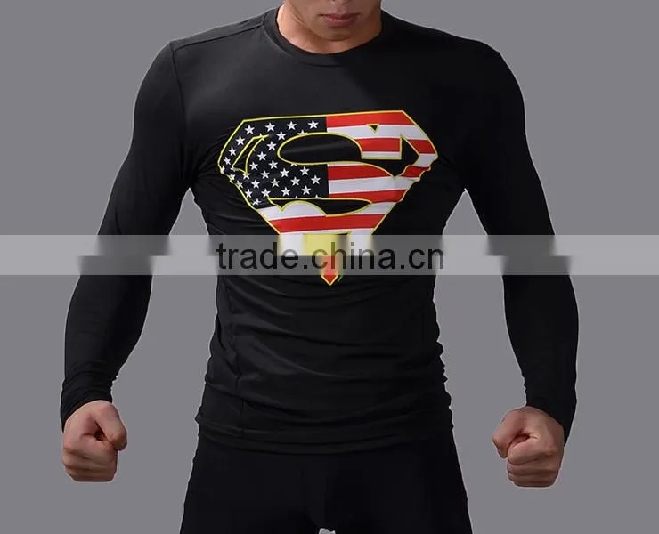 cheap and good quality custom pattern superhero t shirts men's compression short sleeves avengers tops with oem sevice