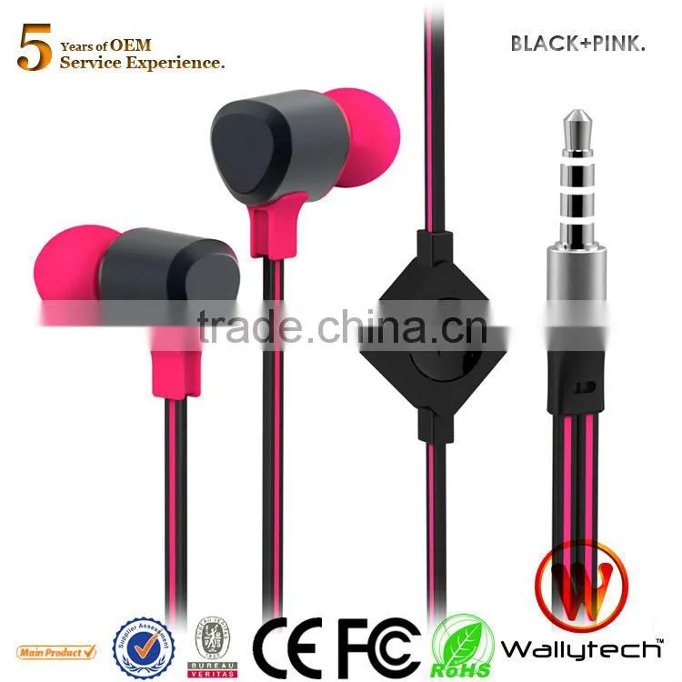 Wallyech Original New Style WHF-123 Top Quality Flat Cable Metal Earphone with Mic!!
