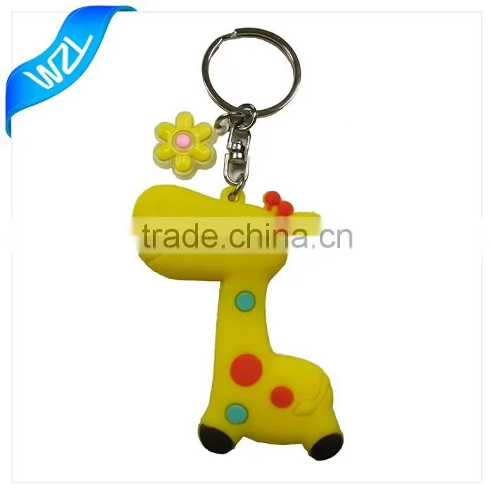 3D PVC rubber keychains with metal rings