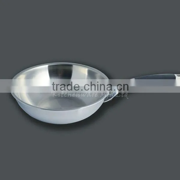 Trible layers 18/8 stainless steel wok pan
