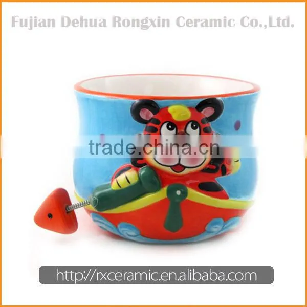 3D ceramictiger fish shaped ceramic mug