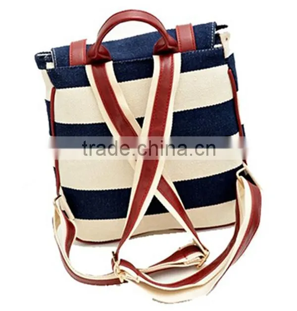 Naval Stripe Restoring Backpack,England College Student Canvas Bag,Shool Shoulder Bag
