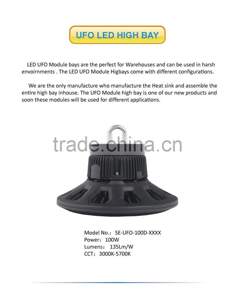 Profession Industrial Lighting UFO LED High Bay Light 100W