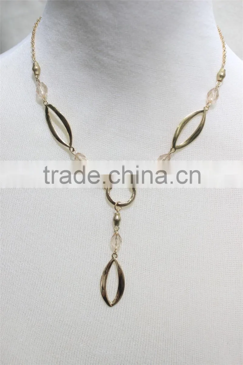 Gold Metal Charm Necklace Peach Acrylic Bead Short Simple Chain Gold Metal Necklace 2016 Fashion Style Wholesale