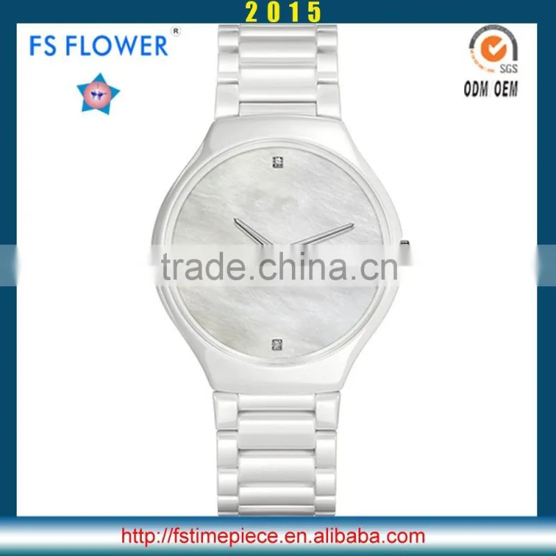 FS FLOWER - Stone Surface Black Ceramic Wrist Watch For Women Gifts