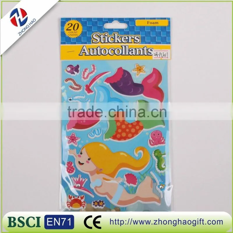 Popular dress up game puffy foam stickers for kids