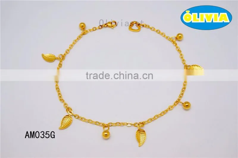 Olivia 2016 New Fashion Stainless Steel Jewerlry Simple Leaves design anklets for women