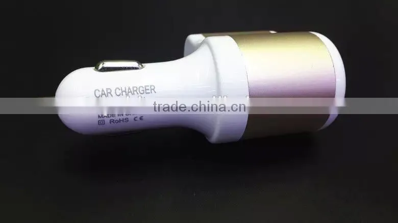 Hot selling universal usb car charger, 3 in 1 cigarette car charger for iPhone/samsung