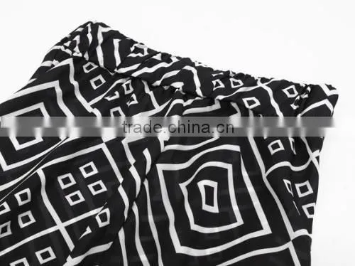 New Lady Women's Fashion Maxi Geometric Print Casual Long Pleated Party Skirt