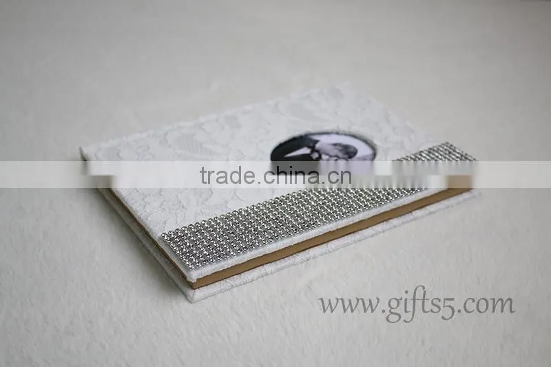 Vintage wedding guest book in white