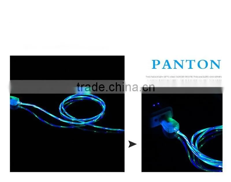 new technology usb charging cable dual color flash light LED usb otg cable for ipad mini