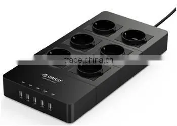 USB chargingport wih 6-way EU Individual Switch Extension Power Strip with Kid Protector