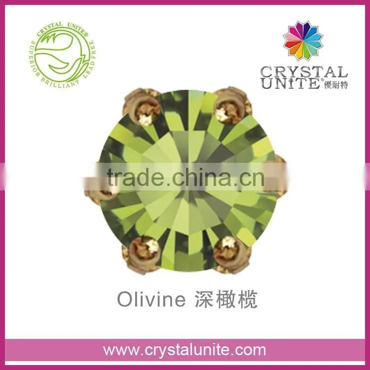 Crystal Unite Lead Free Chaton in Crown Setting, Olivine