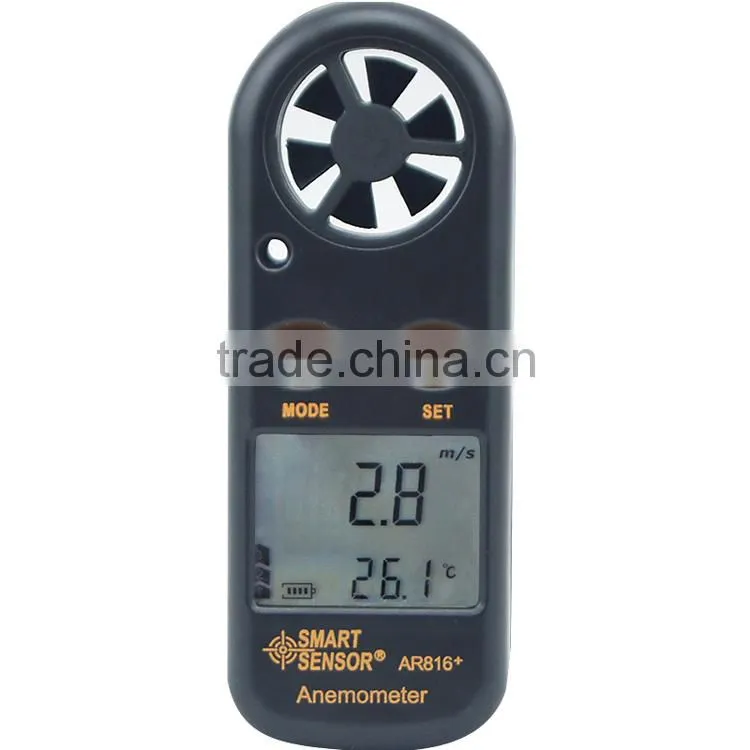 AR816+ Mini Anenometer Digital Vane Wind Speed Meter With Temperature Sensor