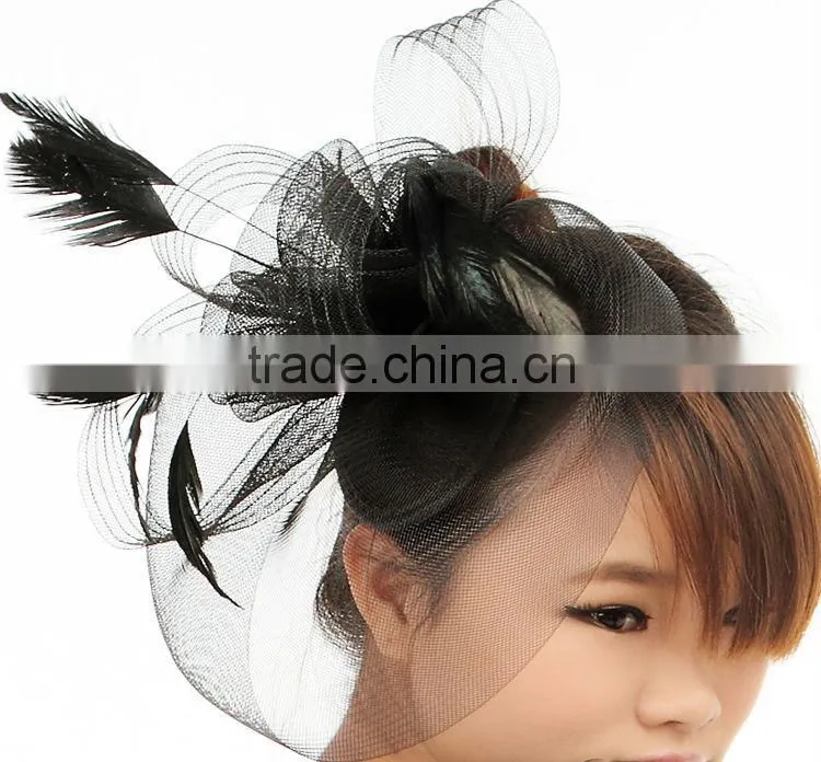 MYLOVE fashion mini top party feather hat with rose MLXM036
