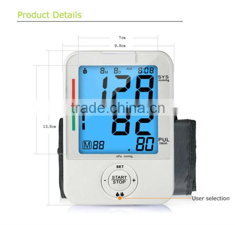 Large Size Blue Backlight Blood Pressure Monitor