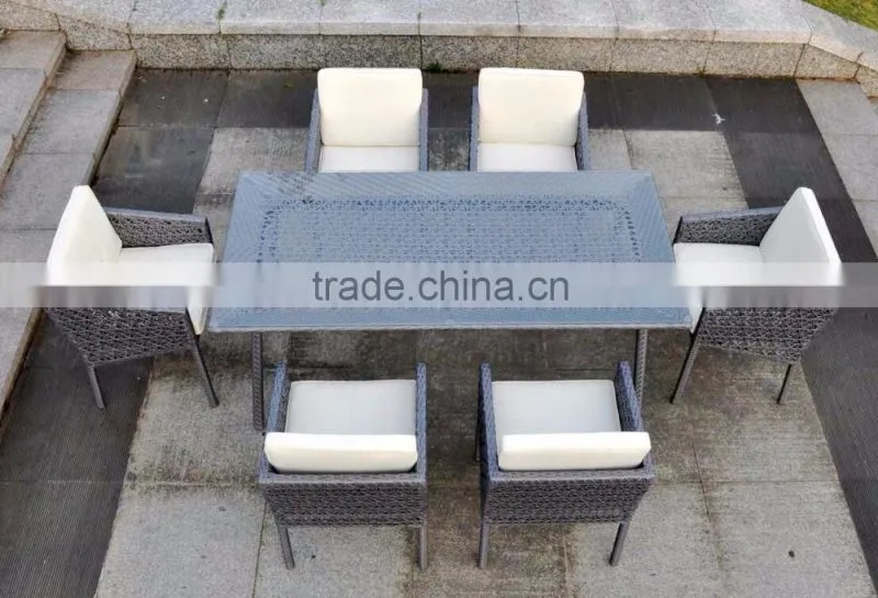 Patio Rattan Furniture Set Cushioned Outdoor Garden Wicker Rattan furniture with Beige Cushion