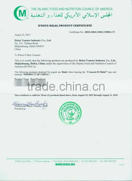 Halal Certified Sachet Tomato Paste