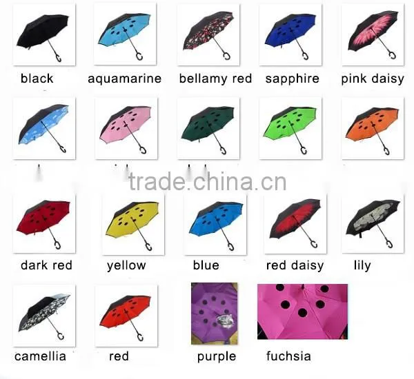Double Layer C Shape Handle Windproof Inverted Umbrella