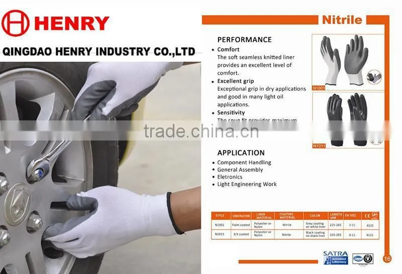 en388 nitrile coating garden working glove