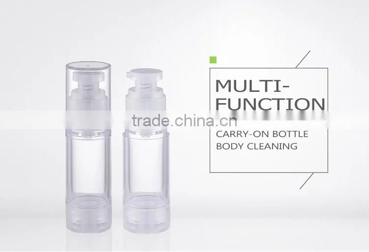 Professional spring outside empty silver cosmetic plastic airless bottle 50ml
