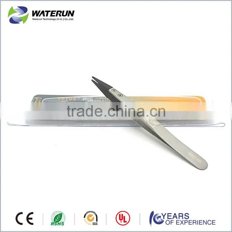Vetus anti static point stainless steel ESD tweezers with replaceable tip