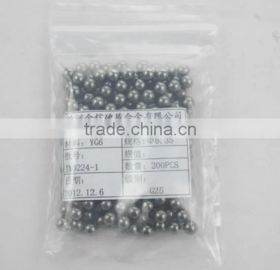 YG6 YG8 high hardness solid tungsten carbide grinding ball
