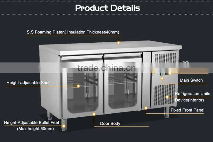 Commercial Kitchen Beer Bottle Refrigerator/Clear Glass Door Refrigerator/Glass Door Counter Top Refrigerator