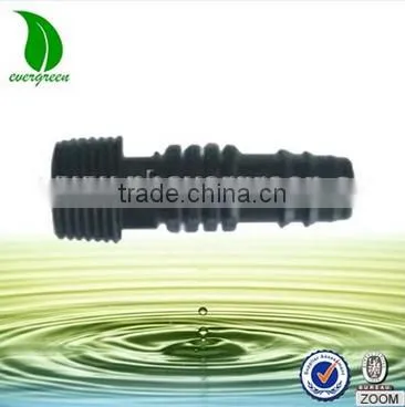 Drip pipe connector long barbed male threaded coupling