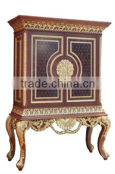 Antique Wooden Curio Cabinet, Luxury Hand Carving Decorative Cabinet, Living Room Painting Storage Cabinet